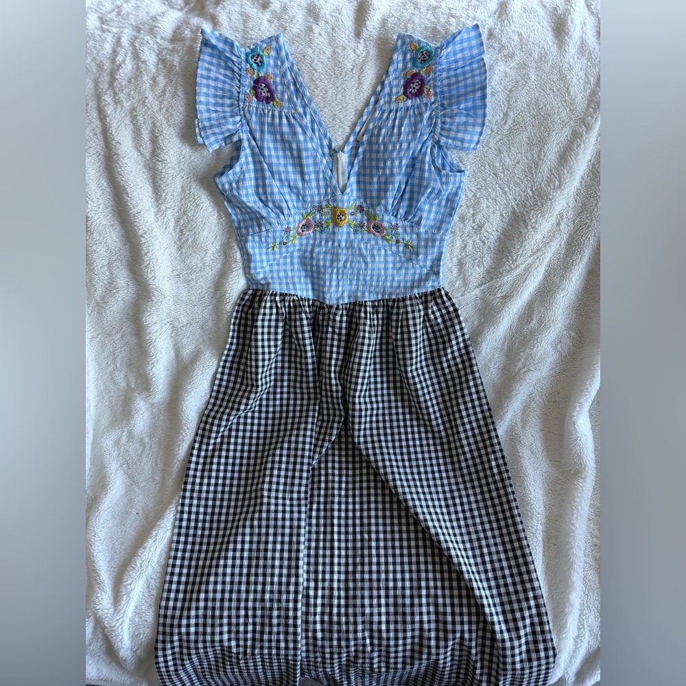 Blue and Black Checkered Dress